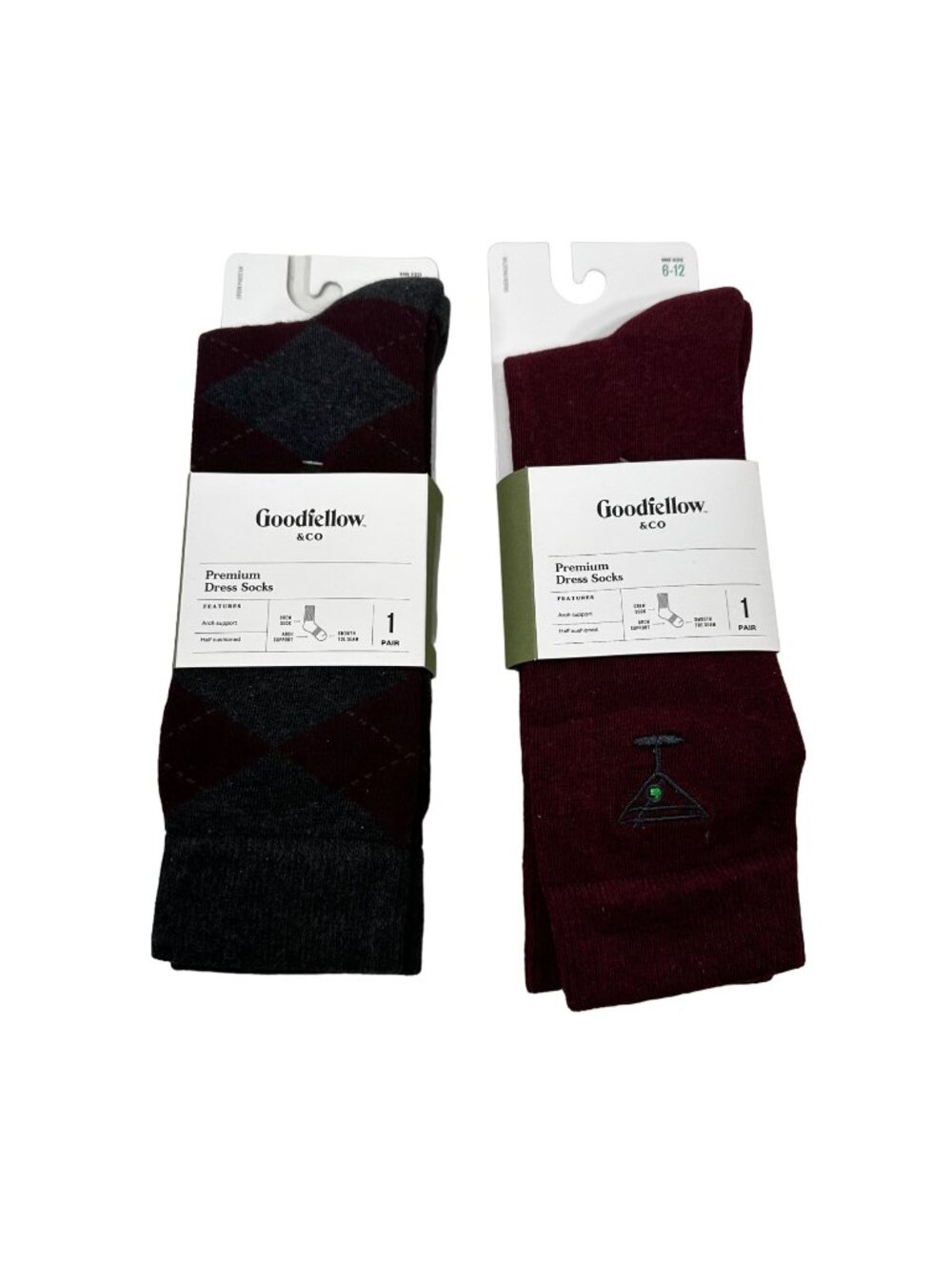 Goodfellow And Co Men's Size 6-12 Socks Premium Dress Crew 2 Pair New